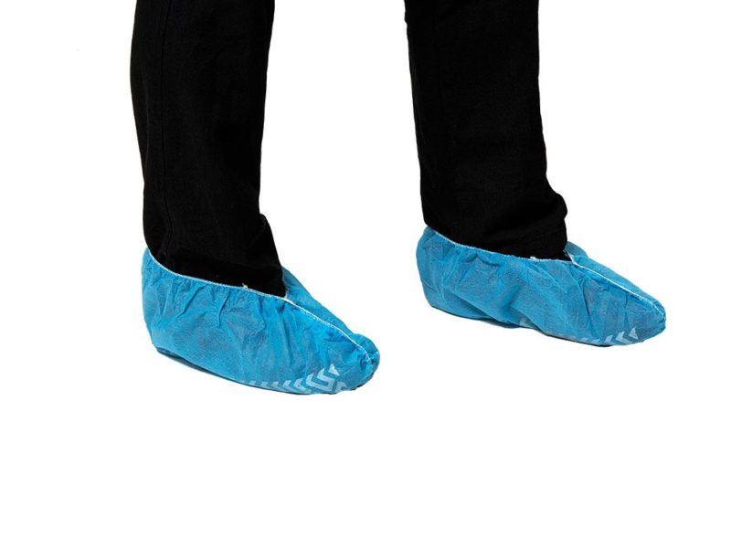 Fine Touch Blue Shoe Covers with White Non Skid Sole